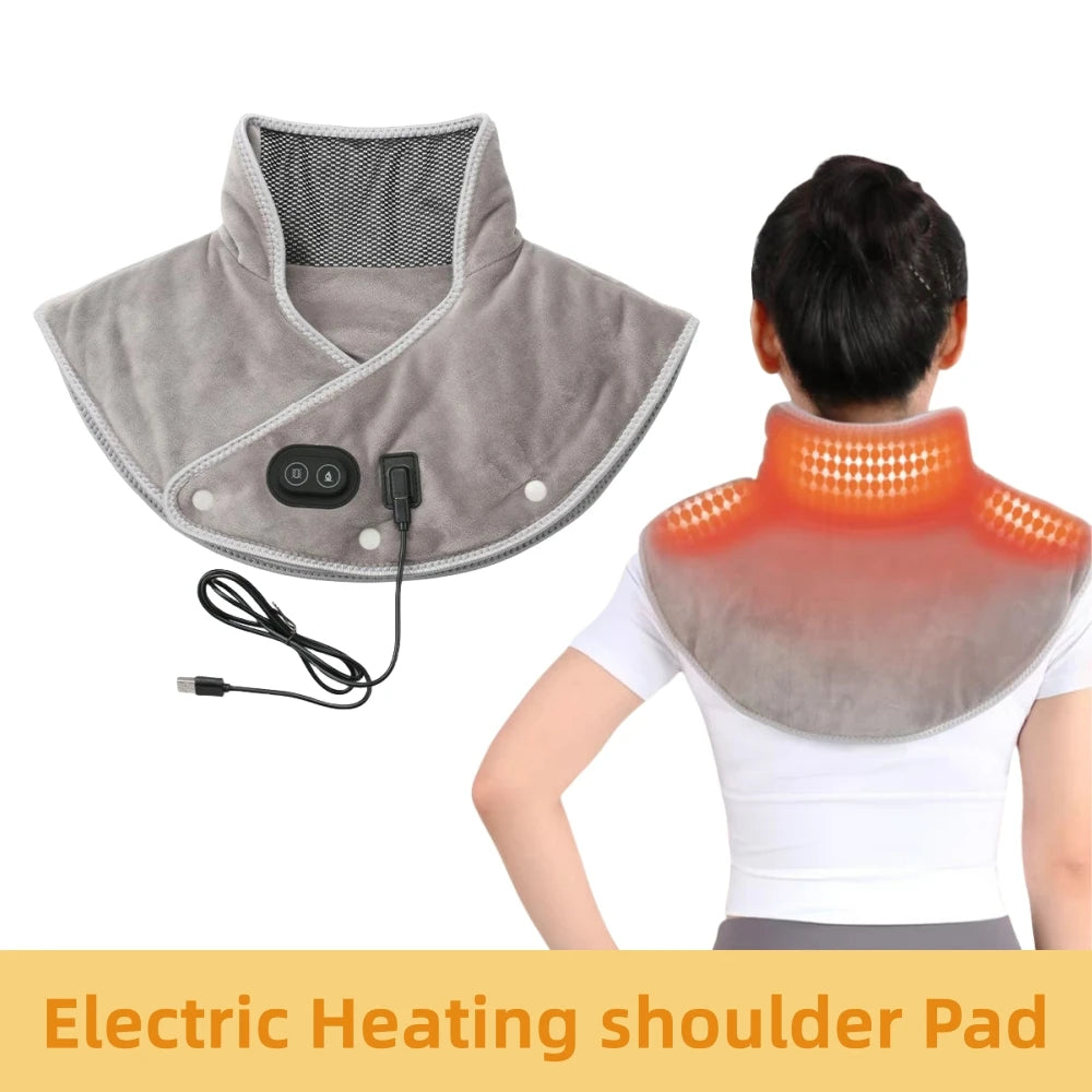 Electric Shoulder Neck Pad Heated Therapy Massage Vibration Shawl Cervical Pain Relief Relieve Fatig Warmer Back Support Tools