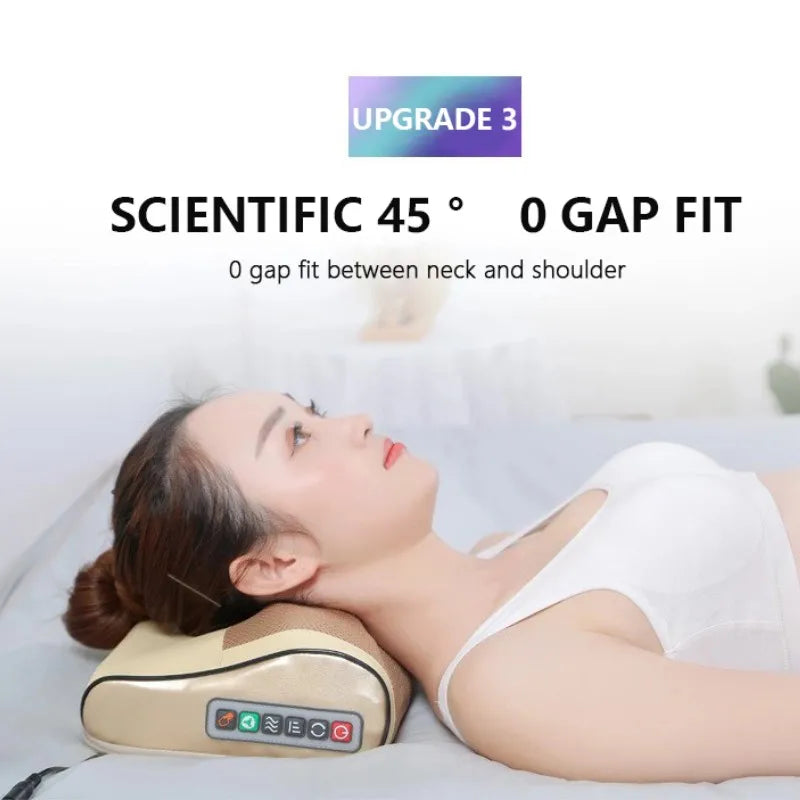 Electric Neck Massage Pillow 6 Buttons Portable Cervical Pain Relief Neck Massage Pillow Home Relaxation Neck Pillow Massager